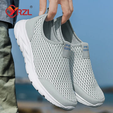 YRZL Men's Sneakers Breathable Mesh Men Casual Shoes Outdoor Non-Slip Big Size Loafers Walking Lightweight Male Tennis shoes