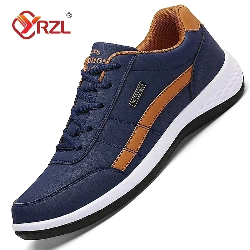 YRZL Men Shoes Spring Autumn Waterproof Walking Sneakers Leisure Male Leather Sports Shoes Non-Slip Footwear Tennis for Men